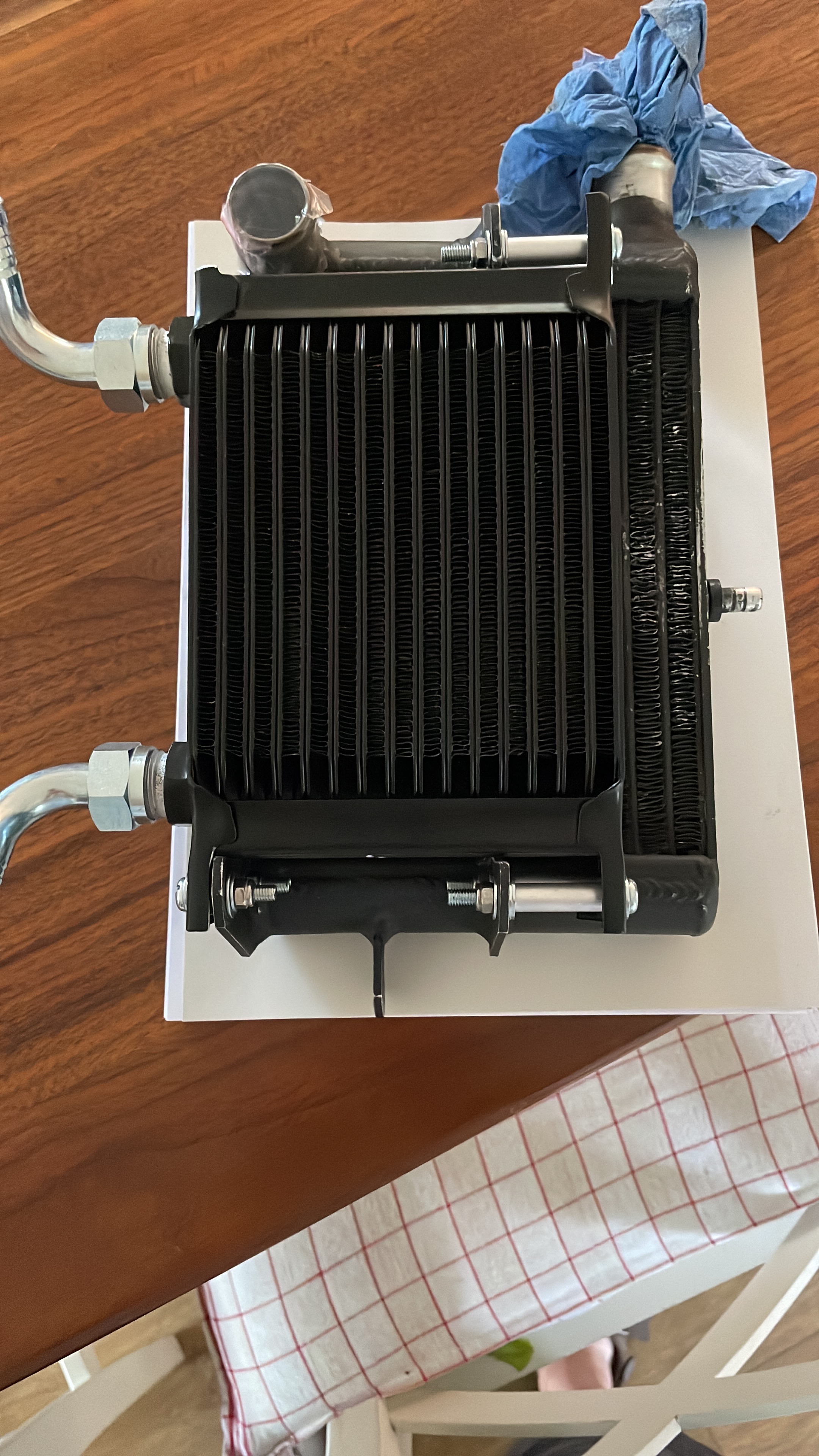 New oil cooler mounted on radiator.jpg